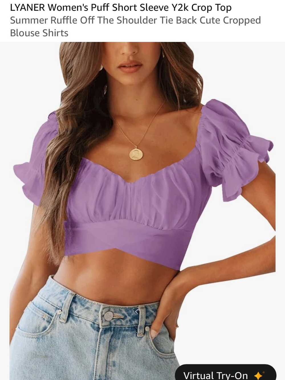 Purple Puff Short Sleeve Crop Top